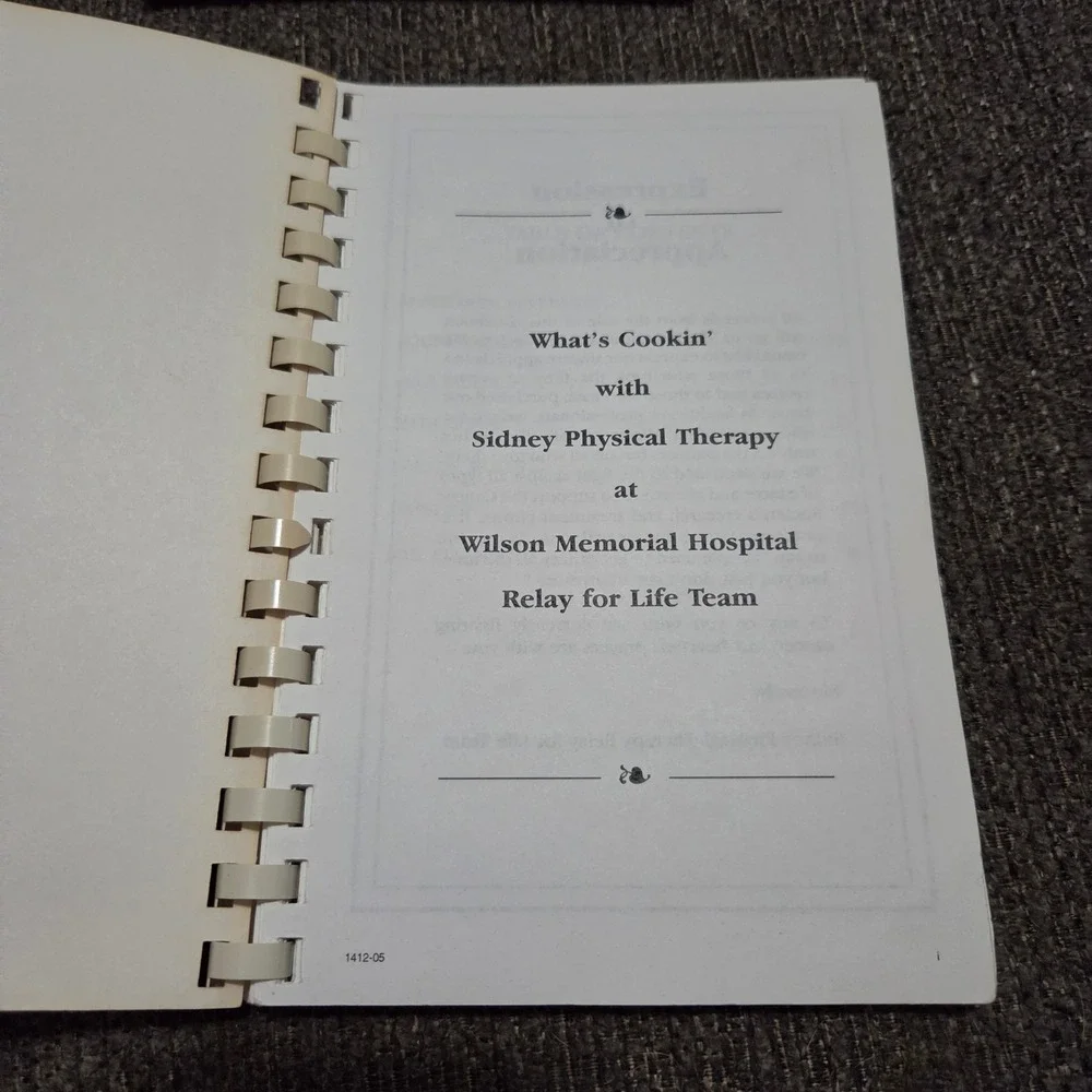 Whats Cookin Sidney Physical Therapy Wilson Memorial Hospital Cookbook 2005